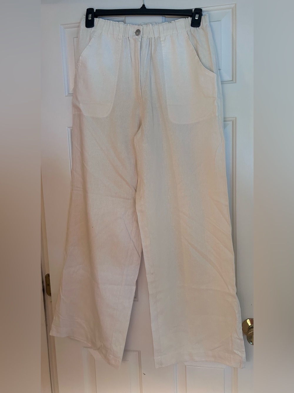 Max Studio White Wide Leg Cotton Pants. Sz L
